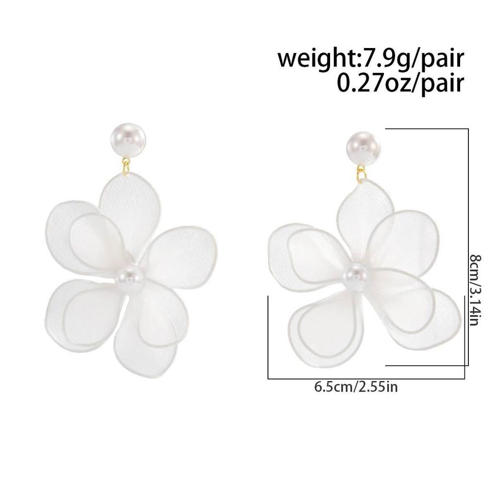 Ingemark Exquisite Elegant Imitation Pearl Mesh Flower Drop Earrings Women Romantic Minimalist Piercing Wed Bride New Jewelry