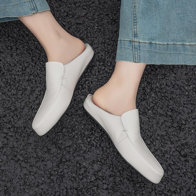 Модные шлепанцы с круглым носком, покрытым коровьей кожей, женские клиновидные каблуки, повседневные мюли из мягкой кожи, женские, качественный бренд, классические шлепанцы