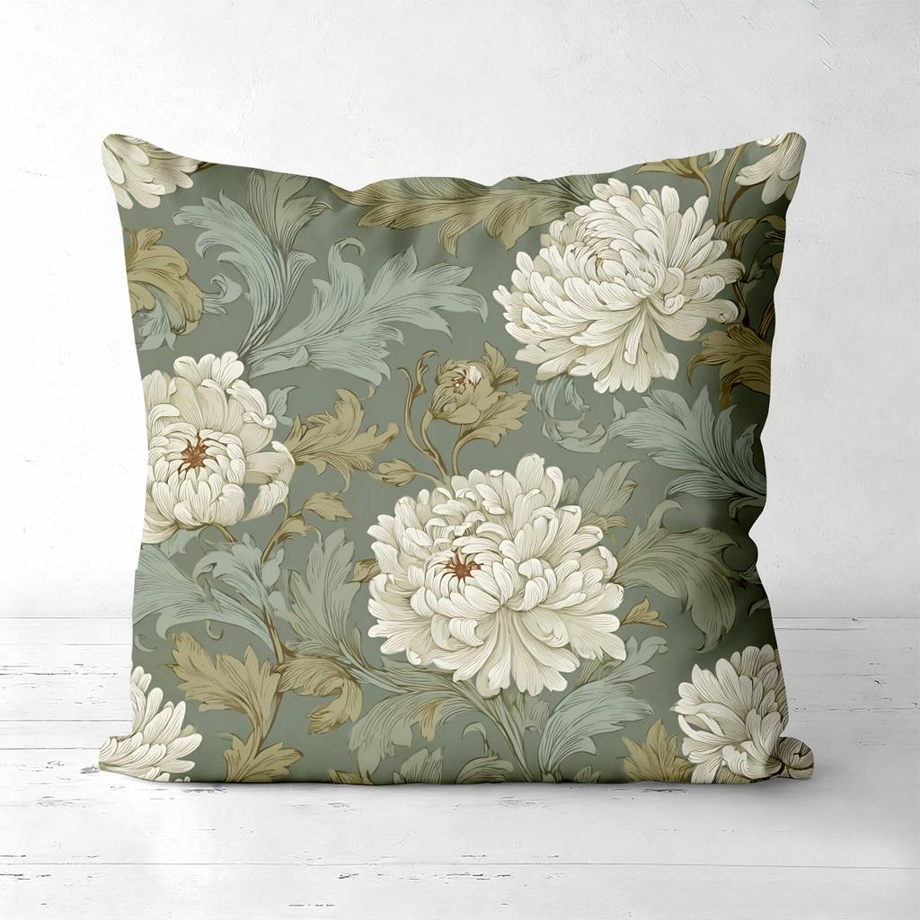 Floral Printed Cushion Covers Green Gray Decorative Polyester pillowcase, sofa decorative cushion cov Headboard Pillow