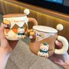 Кружка Honey Bear из утолщенной керамики с крышкой и ложкой, кофейная чашка, 3D магнитная съемная адсорбционная вешалка, посуда для питья