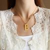 Французский кулон-буква B на ключицу: Титановое покрытие золотом, Нишевые хип-хоп украшения