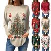 Women's Loose Round Neck Christmas Print Long Sleeve T-Shirt Top Pullover