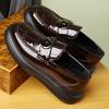 Fashion New Fashion Retro Casual Bright Men's Shoes Low Top Platform Korean Loafers Male British Style Business Leather Luxury Shoes Man