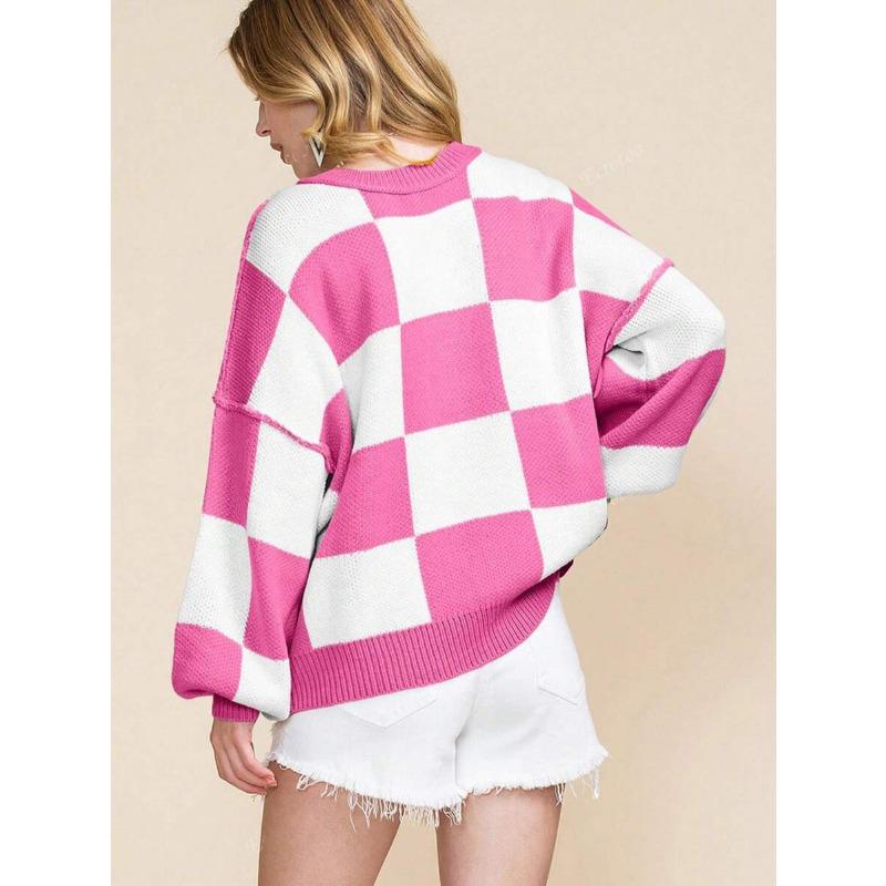 Женский свитер в стиле пэчворк с мозаичным узором в осенне-зимнем стиле