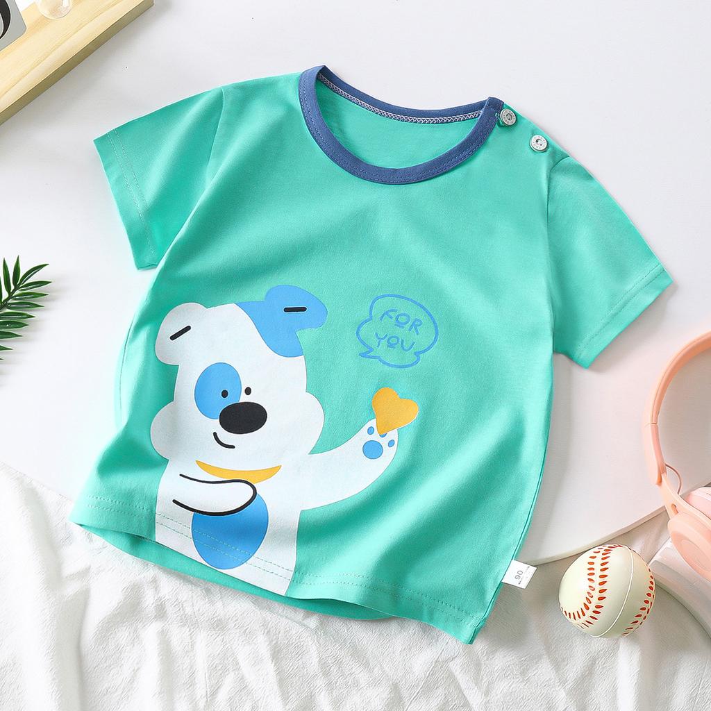 Children's Short Sleeve Pure Cotton Summer New Boy's T-shirt Baby Cartoon Girl Short Sleeve Korean Version of Top for Children