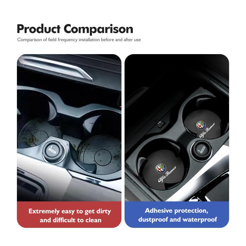 2Pcs Car Coasters Anti-slip Water Cup Drink Holder Accessories For Alfa Romeo 159 Giulietta Giulia 147 Mito 156 159 166 GT