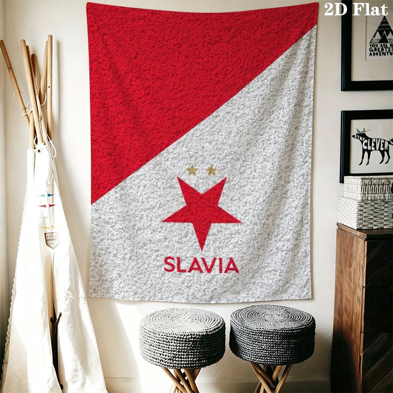 SK Prague Slavia Wall Tapestry Aesthetic Wall Hanging Printed Fabric Blanket Decorative Tapestries for Bedroom Living Room Home Decor