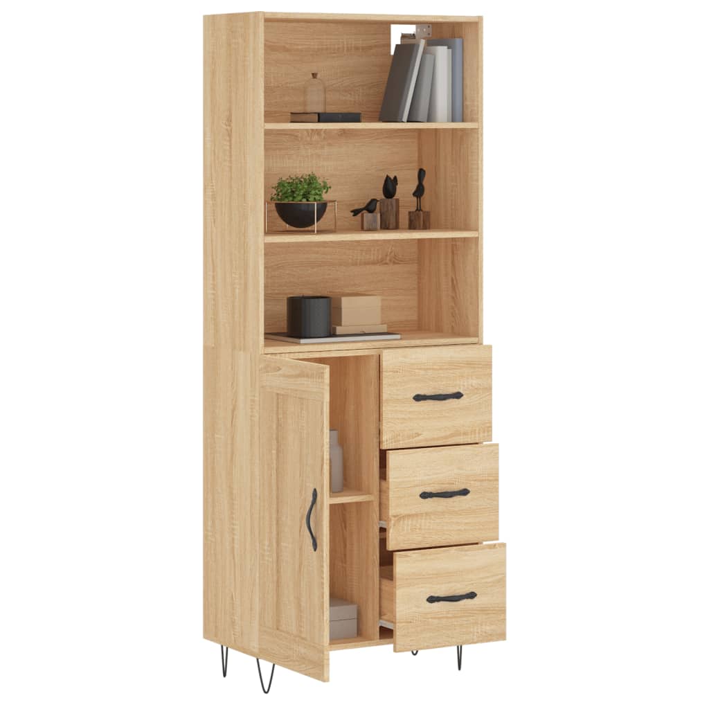 Highboard in Sonoma Oak Finish 69.5 x 34 x 180 cm Particleboard