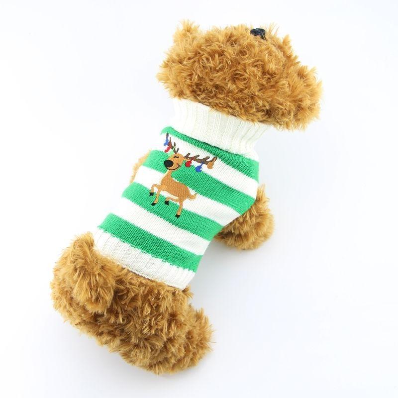 Щенок Домашний Питомец Кошка Собака Свитер Полосатый Вязаный Крючком Рождественский Олень Одежда Пальто