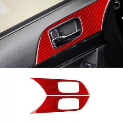 Красная Накладка на Панель Дверной Ручки Наклейка из Углеродного Волокна Для Mitsubishi LANCER 2008-2015