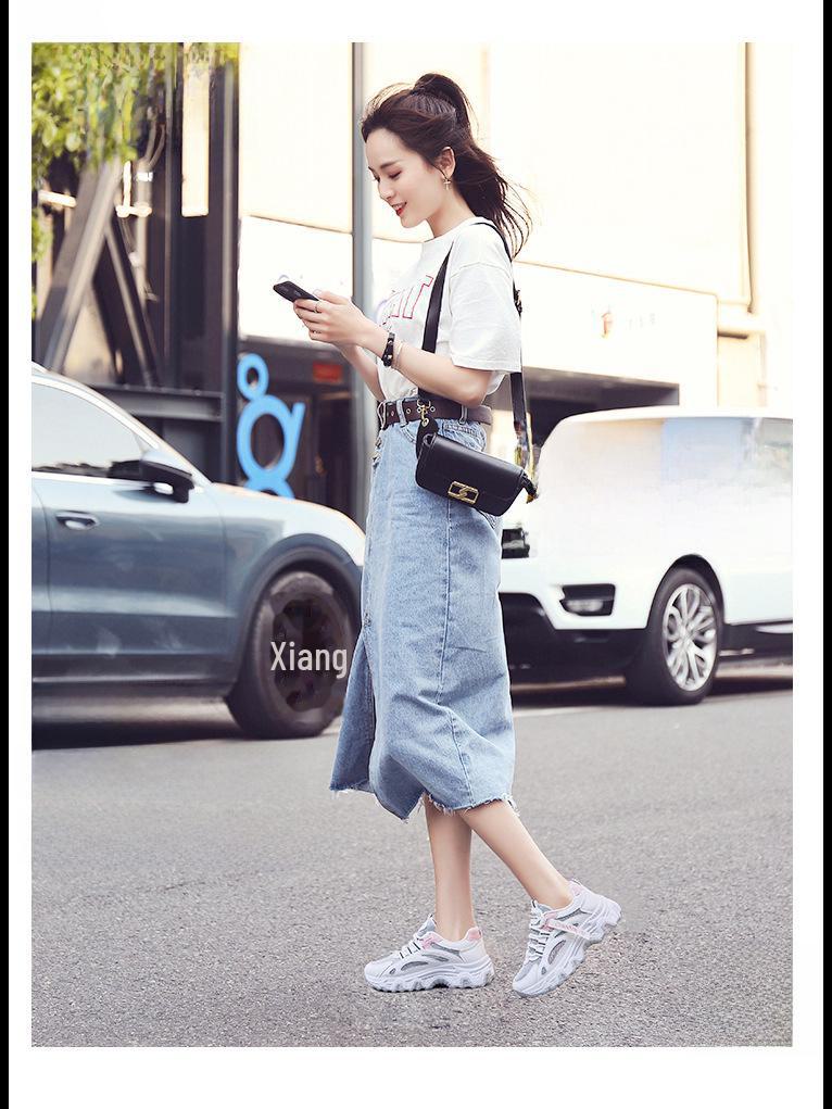 Женские кроссовки на платформе в корейском стиле 2024: Модные весенние спортивные повседневные туфли Q7811