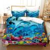 3D marine creature fish duvet cover and pillowcase, home double bedding set, bedroom decoration, gifts for boys and girls