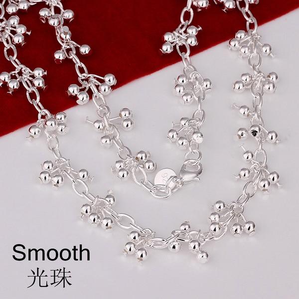 925 Sterling Silver Grape Beads Necklace Bracelet Set Gift Fashion Jewelry