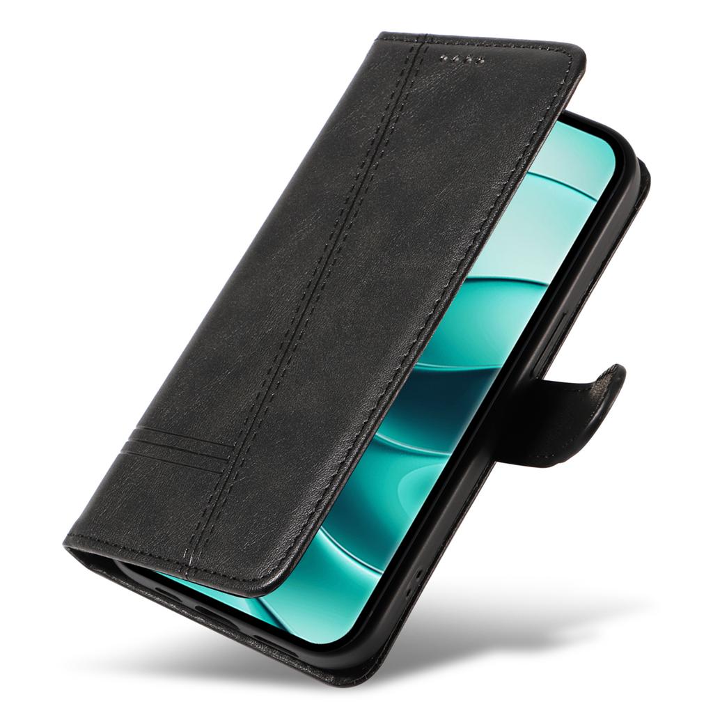 Чехол-книжка для Xiaomi Redmi Note 14 Pro+ 5G/Note 14 Pro 5G/Poco X7 5G, кожаный чехол для телефона с Т-образными линиями