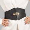 Fashion Gold Buckle Decoration Women Casual Black Faux Leather Belt For Dress And Coat Fashion Accessory