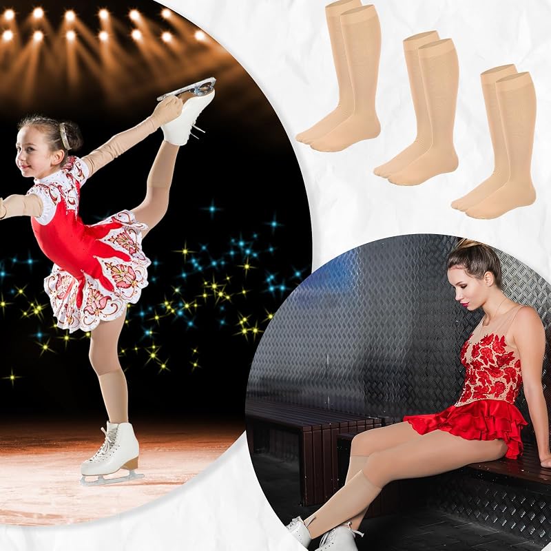 Носки для фигурного катания Toulite Ice, 12 пар, для девочек, женщин, детей, телесные, один размер