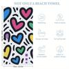 Large Quick-Dry Beach Towel - Super Absorbent Microfiber Bath & Pool Towel with Vibrant Hearts Pattern in Blue,Pink,Yellow,Green