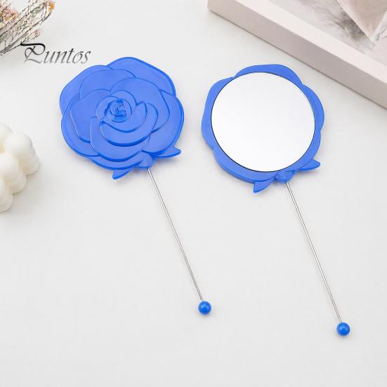 Портативное Зеркало для Макияжа, Зеркало с Розовыми Бусинами DIY, Ручное Косметическое Зеркало с Длинной Ручкой из Бусин, Дорожное Карманное Зеркало для Женщин Девушек, Цветочное