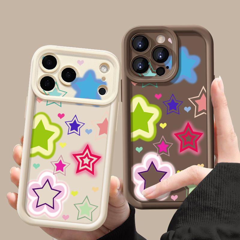 Blended Colorful Stars Pattern Case For iPhone 17 Pro Max Shockproof Silicone Bumper Cover For iPhone 16 Pro Max Funda iPhone 15 14 13 12 11 16E