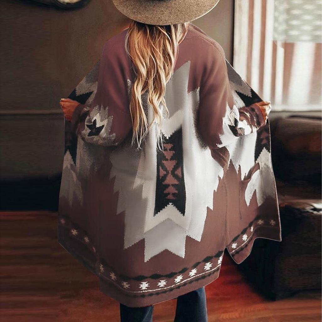 Women's Fashion Winter Vintage Tribal Knitted Cardigan Sweater Coat Blouse Top