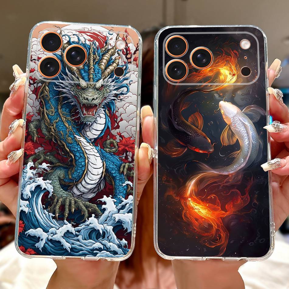 Для iPhone 17 Pro Max iPhone17 Air Cool Чехол для телефона с рисунком Дракон и Тигр Для iPhone 17Pro 17Air 17ProMax Мягкие силиконовые TPU чехлы