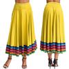 Womens Flamenco Dance Skirt Colorful Stripe Hem Elastic Waistband Stage Performance Folk Dancing Costume