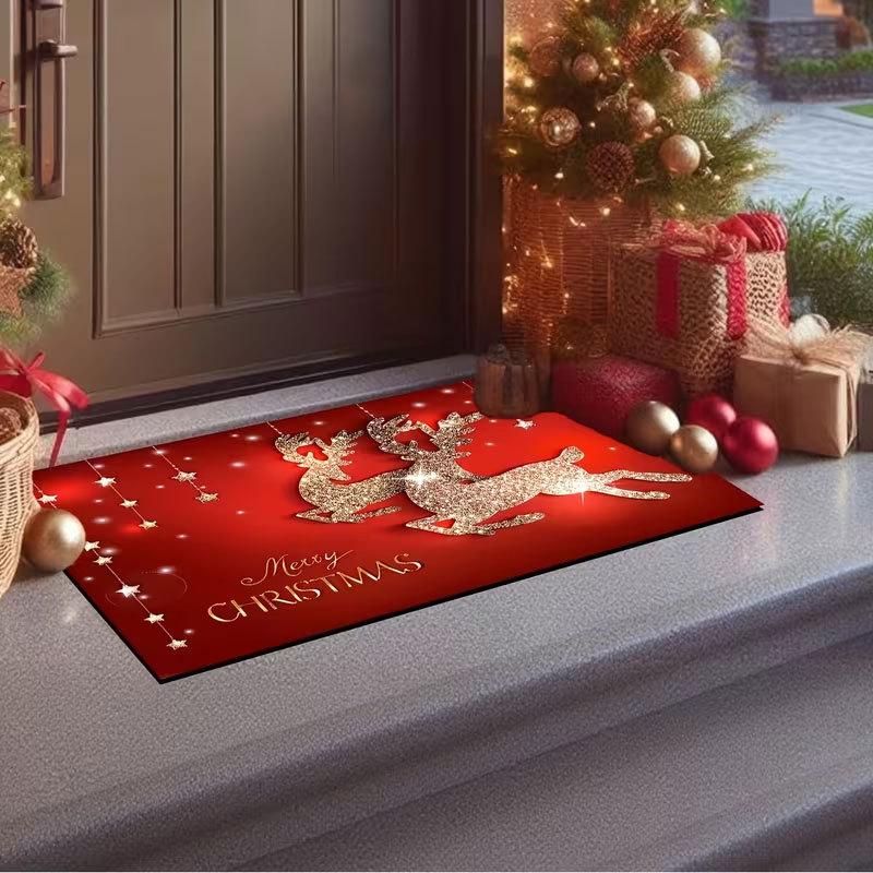 Christmas Snowman Snowflake Entrance Doormat, Soft Non‑Slip Washable Floor Mat, Hallway Xmas Holiday Home Decor