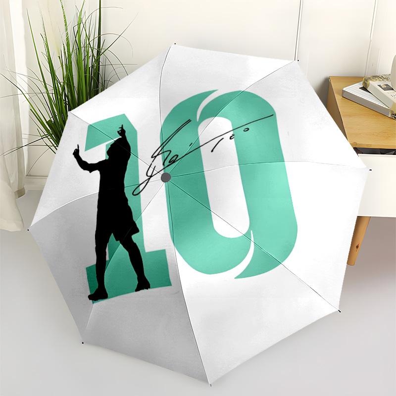 Colorful Messi Logo Design Portable Automatic Umbrella with 8-Rib Sturdy Construction All-Season Use Vibrant Pattern Umbrella Wedding Party Gift