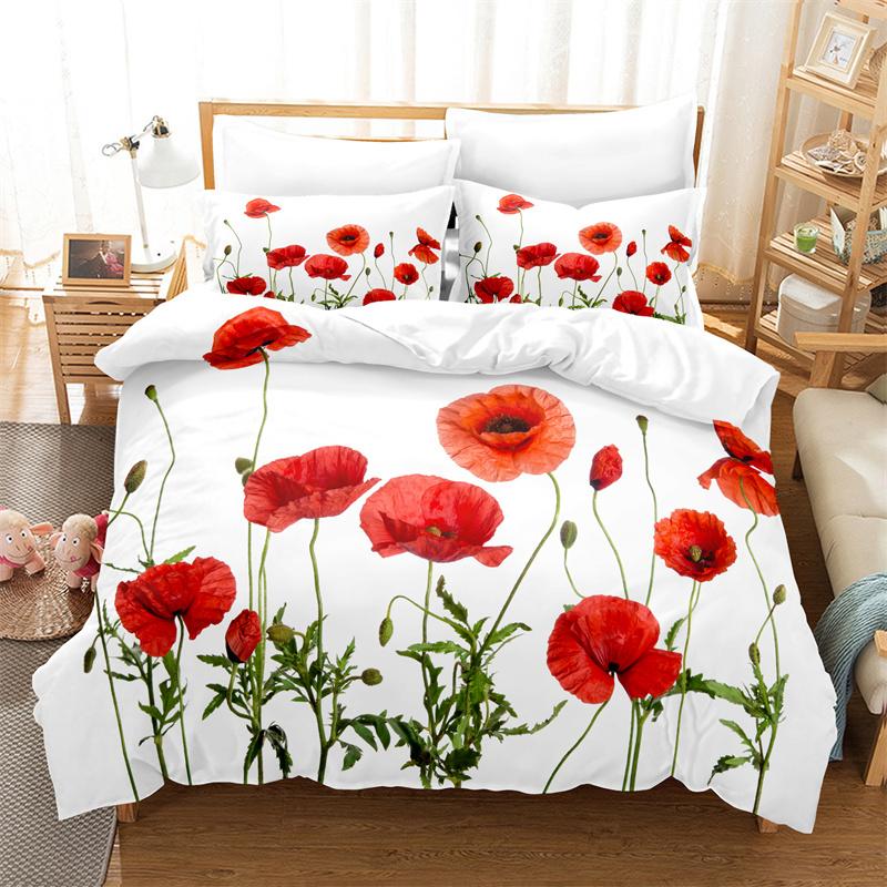 Beautiful Flowers Bedding Duvet Cover Fashion Bedding Set King Quilt Cover Bed Set Girls Boys Bedding Duvet Cover Set Bedding
