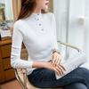 Весна 2024 года, новый стиль, полуводолазка, верхняя одежда, свитер, универсальная тонкая рубашка с длинными рукавами, футболка, топ для женщин