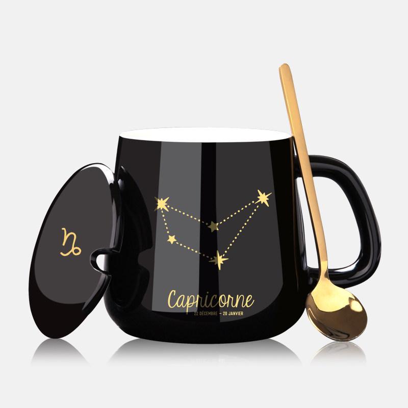 Персонализированная керамическая кружка для кофе с крышкой и ложкой - Праздничный дизайн для пар