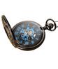 Pocket Watch Antique Style Manual Winding Vintage Skeleton Antique Hunter Case Half Hunter Retro Case Blue (black Index)