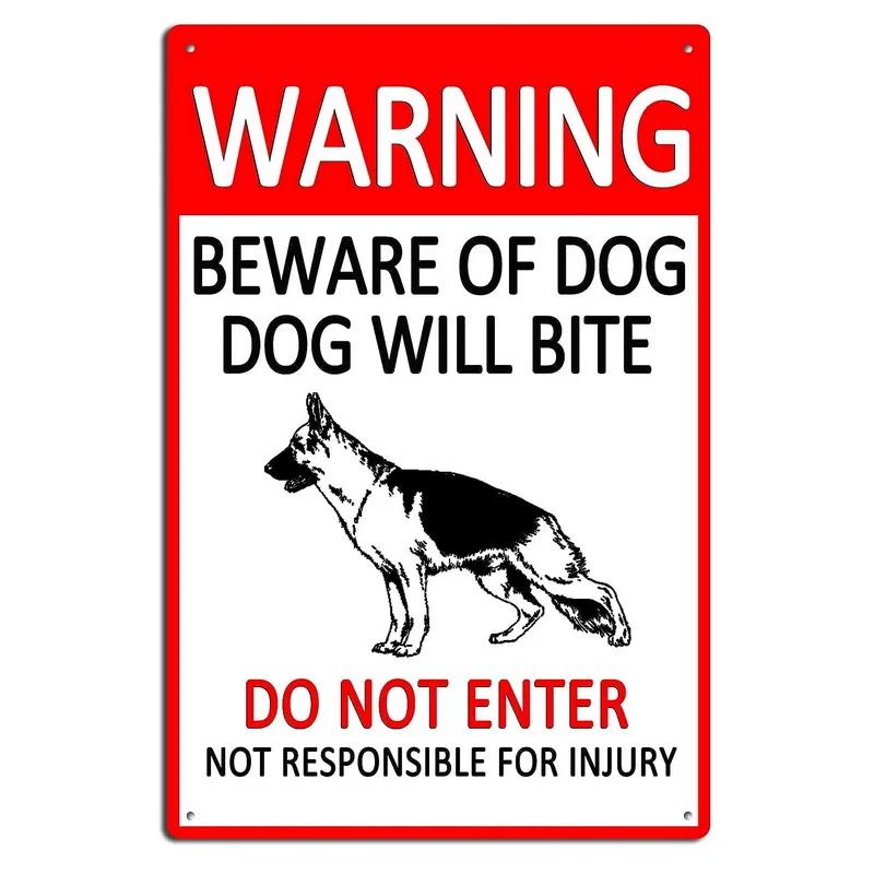 LongLasting Beware of Dogs Iron Wall Plaque Vintage Metal Decor for Home Garden Bar Security Style
