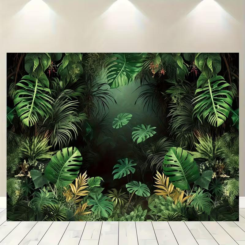 2D Lush Rainforest Greenery Photography Background