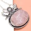 Rose Quartz  Drusy Gemstone Mother's Day Silver Jewelry Necklace 20 In