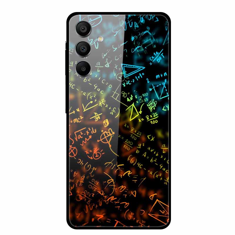 Для Samsung A05 A05s A15 4G 5G Закаленное Стекло Чехол Задняя Жесткая Крышка для Samsung Galaxy A55 A25 Цветы Фрукты Funda Кошки Coque