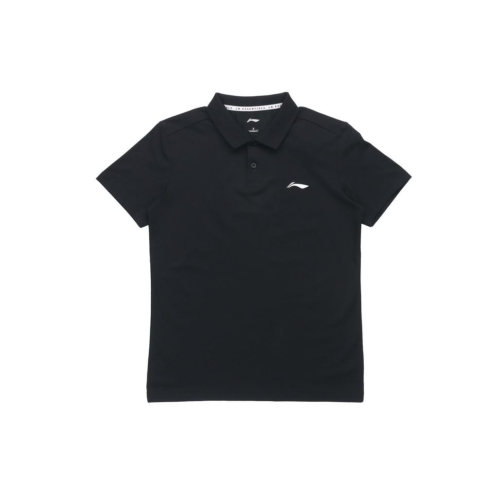 Li-Ning Fitted Sports Solid Color Polo Shirt Men Tops Black APLQ045-1