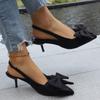 High Heel Sandals 2025 Summer New Fine High Heel Pointed Head Leopard Bow Back Hollow Sandals