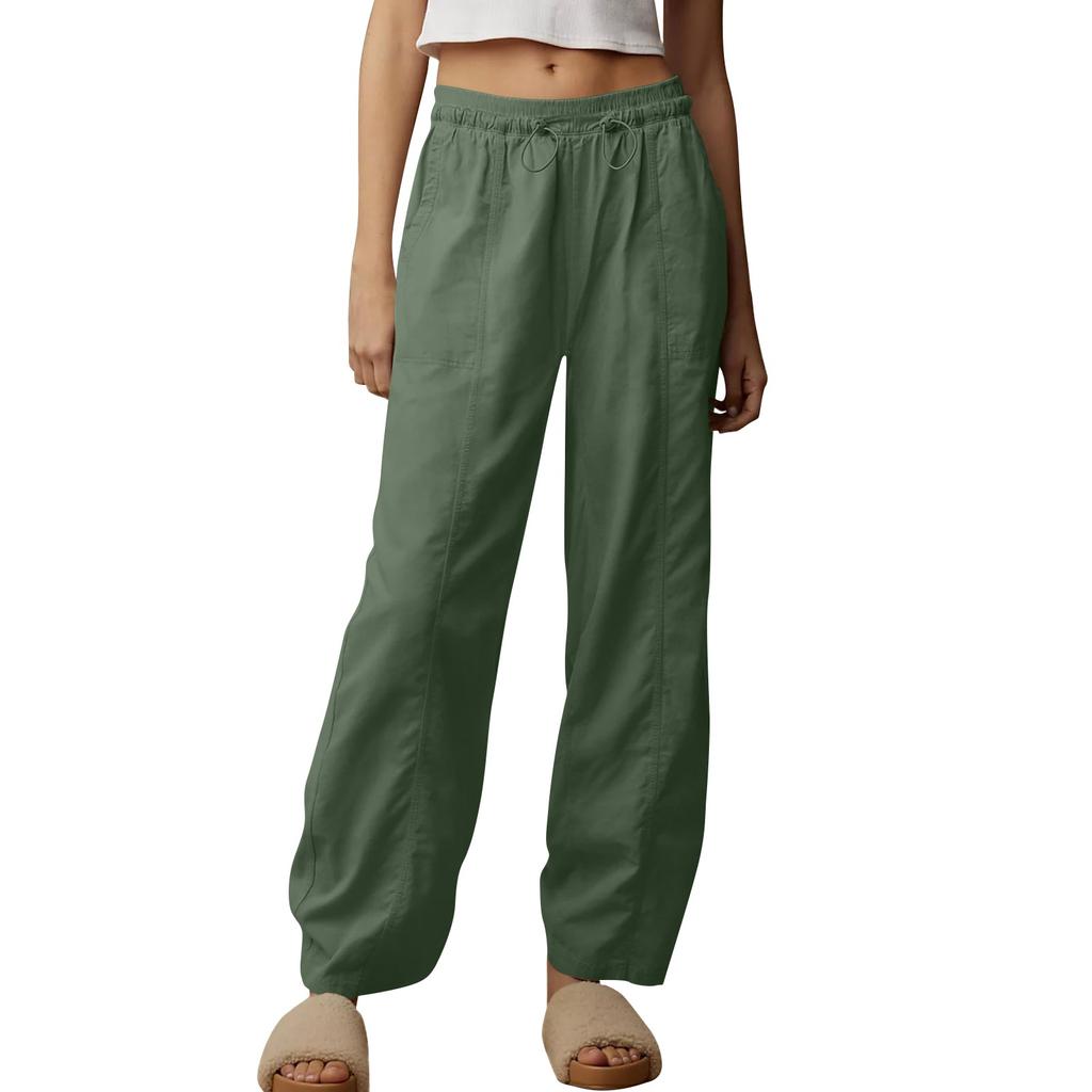 Женские повседневные брюки Брюки-карго с эластичной резинкой на талии Широкие брюки на шнуровке Мешковатые брюки