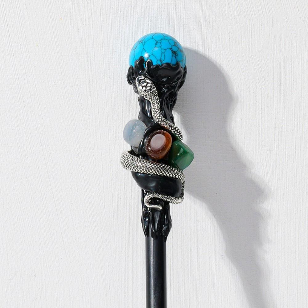 Ведьма Хрустальная Волшебная Палочка Ручной Работы Волшебная Трость Реквизит для Вечеринки Натуральный Хрустальный Шар Скипетр Хэллоуин