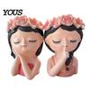 Невыцветающая смоляная декорация, милый горшок-кашпо для девочки, статуэтка для комнатных и уличных растений, декоративный цветочный горшок для суккулентов, для кистей и ручек