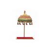 Metal Umbrella Chhatra with Hanging Crystals for Car Dashboard/Office Desk/Table/Home Decor Showpiece, Chatri Aasan for God Murt