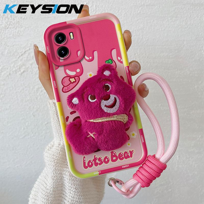 KEYSION Милый 3D мультяшный плюшевый чехол для VIVO Y15S Y15A Y15C Y16 со шнурком Мягкий силиконовый противоударный чехол для телефона VIVO Y01
