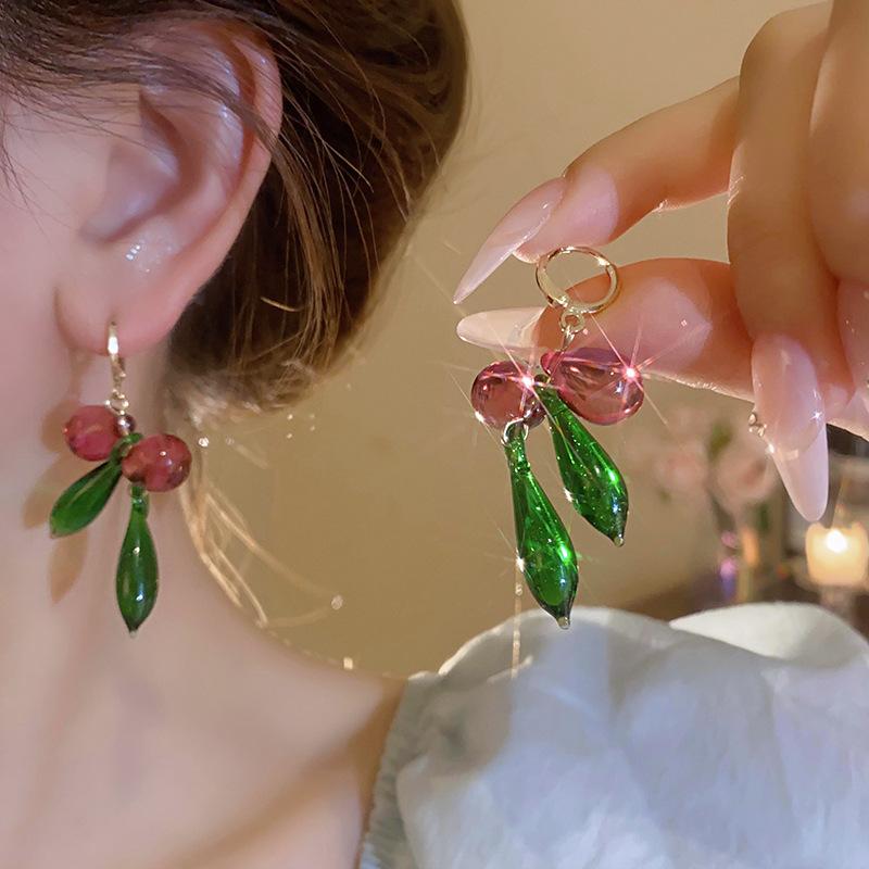 Длинные серьги-подвески из красного стекла с бабочкой для женских свадебных украшений