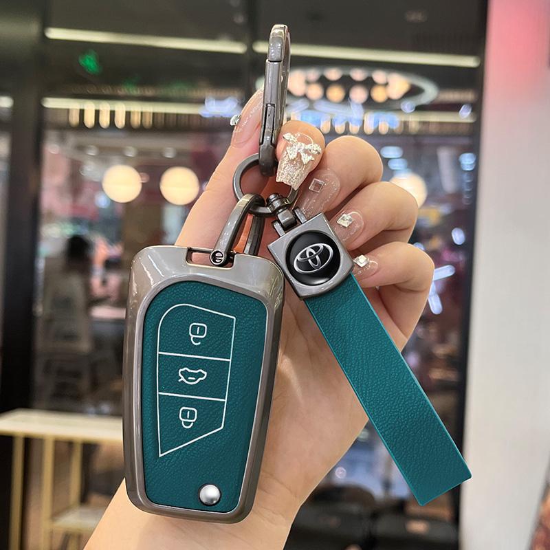 2026 Hot For Toyota Hub Caps New Zinc Alloy Leather Car Key Case Cover For Toyota Auris Corolla Reiz Avensis Verso Yaris Aygo Ra
