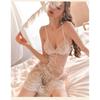 Fun Lingerie Women's Transparent Lace Seduction Hanging Pajama Dress Open Back Pajama Hollow Out Design Home Suit Set