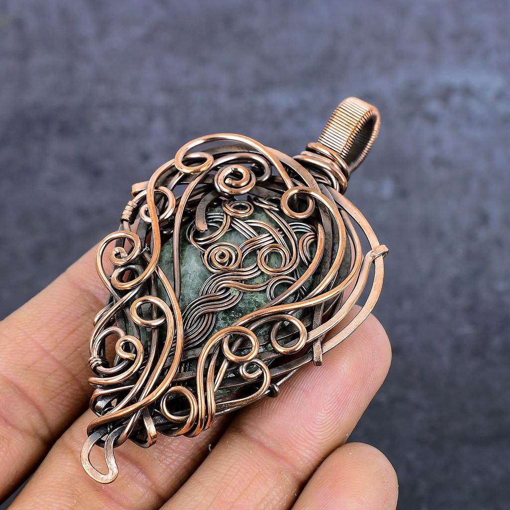 Пренит Ручная работа Медь Эйр Обертка Ювелирный кулон 3,27" y0M04