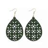 RSAMD Wood Hollow Teardrop Wooden Statement Earring for Women Fashion Jewelry-Burgundy