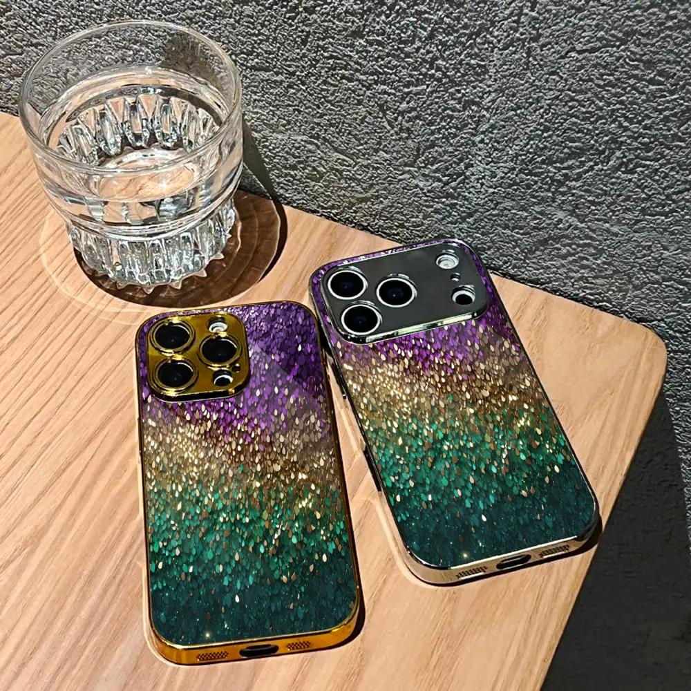 Красочный гальванизированный стеклянный чехол для телефона iPhone 17 16 15 14 13 12 11 Pro Max Plus 16E 17Air