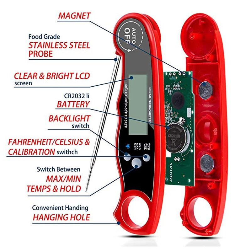 Кухонные аксессуары, цифровой термометр для приготовления мяса с быстрым считыванием и складным термометром для гриля